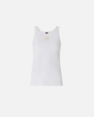 Pinko - Ribbed Vest Top With Love Birds Embroidery - S In White