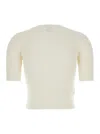 Pinko White Ribbed T-shirt With Love Birds Logo On The Front In Silk And Cotton Blend Woman In White