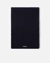 Pinko Ribbed Wool And Cashmere Scarf In Dark Navy Blue