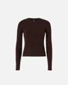 Pinko Ribbed Wool Long-sleeved Jumper In Brown