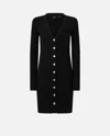 Pinko Ribbed Wool Mini Dress In Noir Limousine