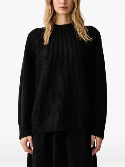 Pinko Ribbed Wool Sweater In Black
