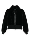 Pinko Ribbed Zip-front Jacket In Black