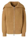 Pinko Long-sleeved Knitted Cardigan In Brown