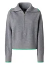 Pinko Ribbed Knitwear With High Collar And Contrast Trim In Gray