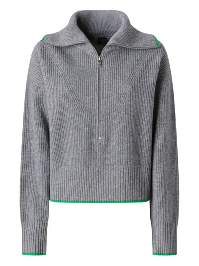 Pinko Ribbed Knitwear With High Collar And Contrast Trim In Gray