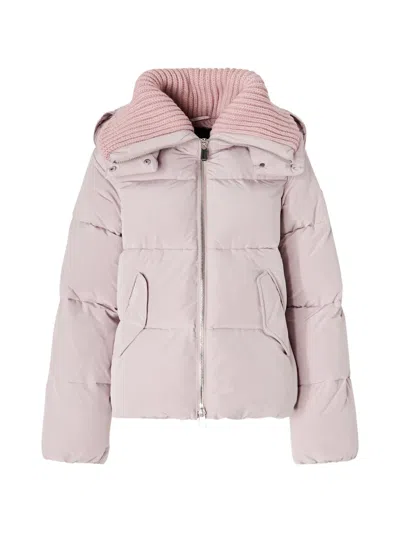 Pinko Ribbed-collar Puffer Coat In Pink