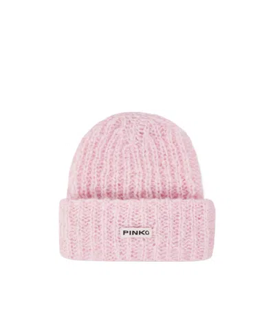 Pinko Ribbed-knit Beanie In Pink