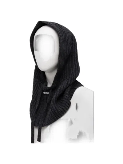 Pinko Ribbed-knit Drawstring Balaclava In Black