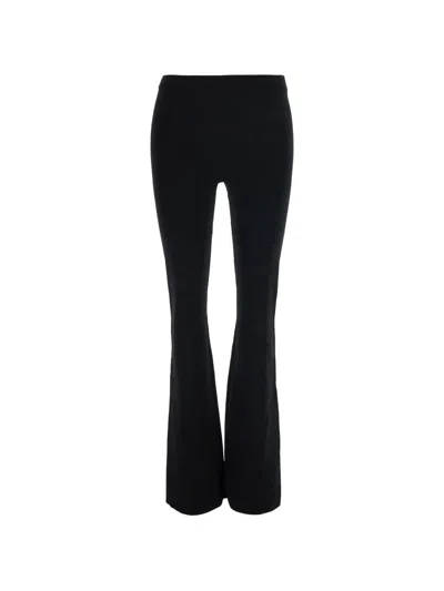Pinko Ribbed-knit Flared Trousers In Black
