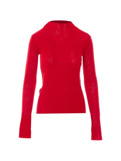 Pinko Ribbed-knit Long-sleeve Sweater In Red