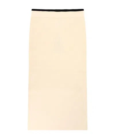 Pinko Ribbed-knit Midi Skirt In White