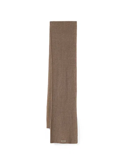 Pinko Ribbed-knit Scarf In Brown