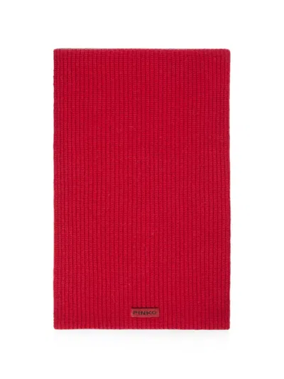 Pinko Ribbed-knit Scarf In Red