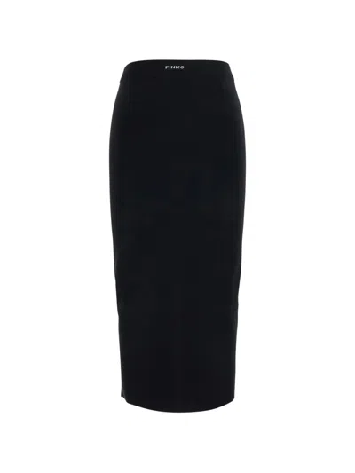 Pinko Ribbed-knit Skirt In Black