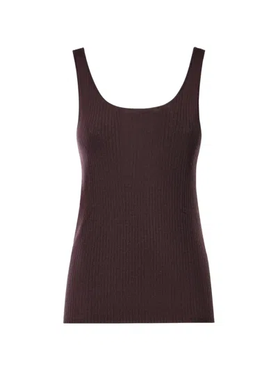 Pinko Ribbed-knit Wool Top In Brown