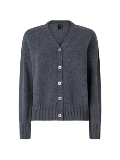 Pinko Ribbed-trim V-neck Cardigan In Brown