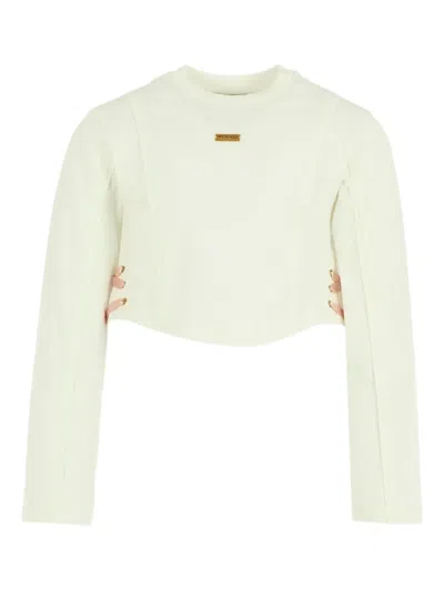Pinko Kids' Ribbon-laces Sweatshirt In Green