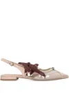Pinko Gianira 30 Slingback Ballerinas In Leather And Mesh In Neutral