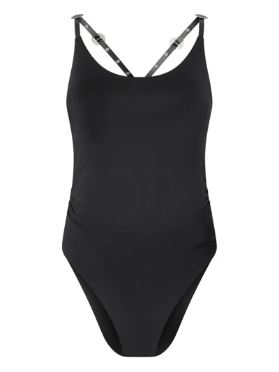 Pinko Ring-detail Strappy Bodysuit In Black