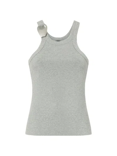 Pinko Ring-detail Tank Top In Gray