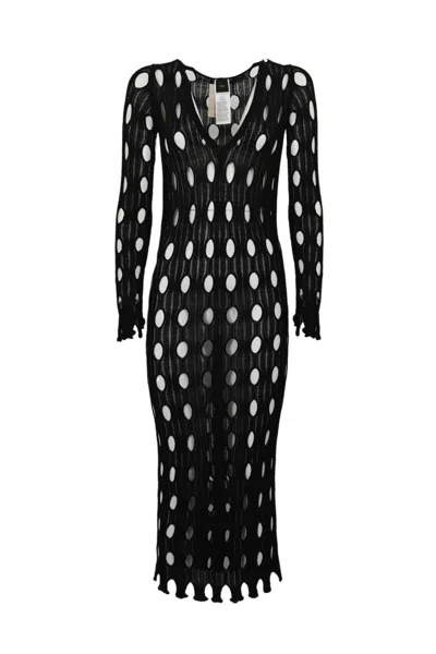 Pinko Ring Perforated Dress In Nero Limousine