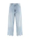 Pinko Ripped Hem Jeans In Lavaggio Bleach Chiaro
