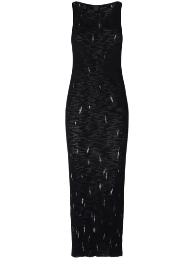 Pinko Geripptes Midikleid In Black