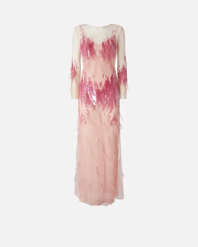 Pinko Dress With Sequins And Feathers In Multi