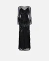Pinko Dress With Sequins And Feathers In Black