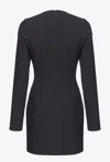 Pinko Mini Dress With Metal Zip In Limo Black