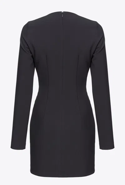Pinko Mini Dress With Metal Zip In Limo Black