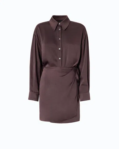Pinko Wrap-style Long-sleeve Shirt Dress In Brown
