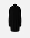 Pinko Short Knit Dress With High Neck In Black
