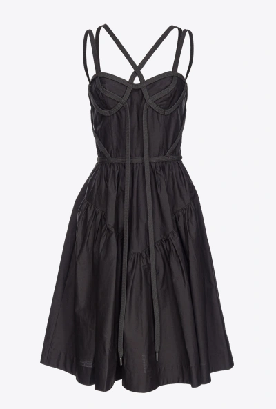 pinko dress black Slim-fit midi dress with jewel embroidery