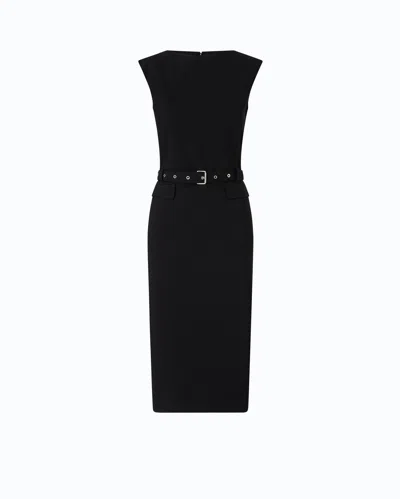 Pinko - Robe Fourreau Mi-longue Ceinturée - 36 In Black