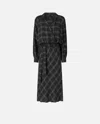 Pinko Lace-insert Check Midi Dress In Multi
