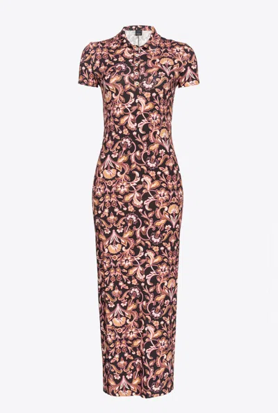 Pinko Lenza Paisley-print Dress In Multi Brown/beige