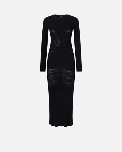 Pinko Robe Longue Ajustée En Maille Côtelée