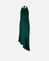 Pinko Halterneck Asymmetric Midi Dress In Green