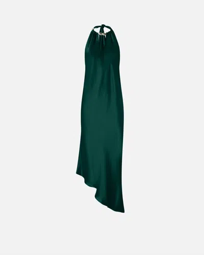 Pinko Halterneck Asymmetric Midi Dress In Green