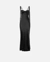Pinko Satin Slip Dress In Nero Limousine