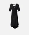Pinko Long Silk-blend Crepe Dress In Limo Black