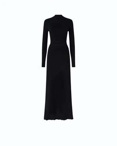 Pinko - Robe Longue En Laine Mélangée Avec Découpe - Xs In Black