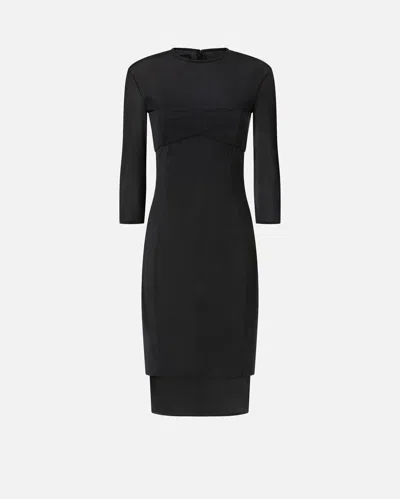 Pinko Knee-length Dress With Sheer Detailing In Black