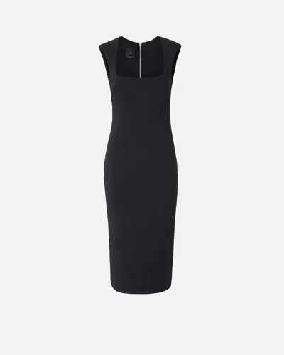 Pinko Midi Dress In Crepe Fabric With Zip In Black