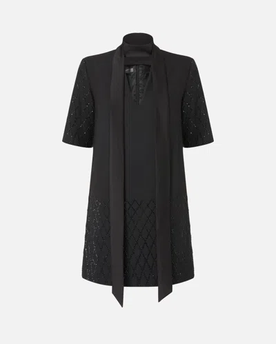 Pinko T-shirt-style Dress With Rhinestones In Black