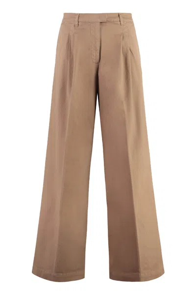 Pinko Robotech Cotton Trousers In Beige