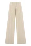 Pinko Cotton Trousers With Wide Leg And High Waist