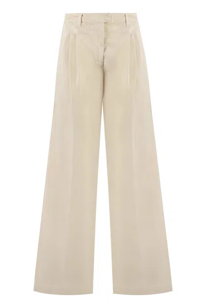 Pinko Robotech Cotton Trousers In Beige